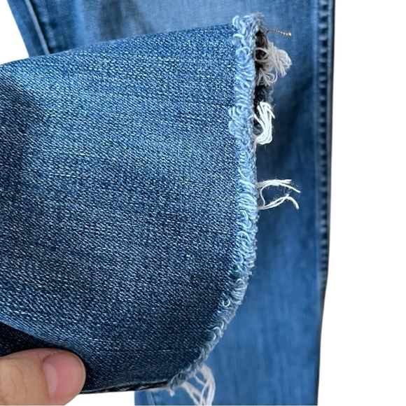 J. Crew Vintage Straight Button Fly Dark Wash Raw Hem Ankle Jeans Size 30 TALL - Picture 6 of 9